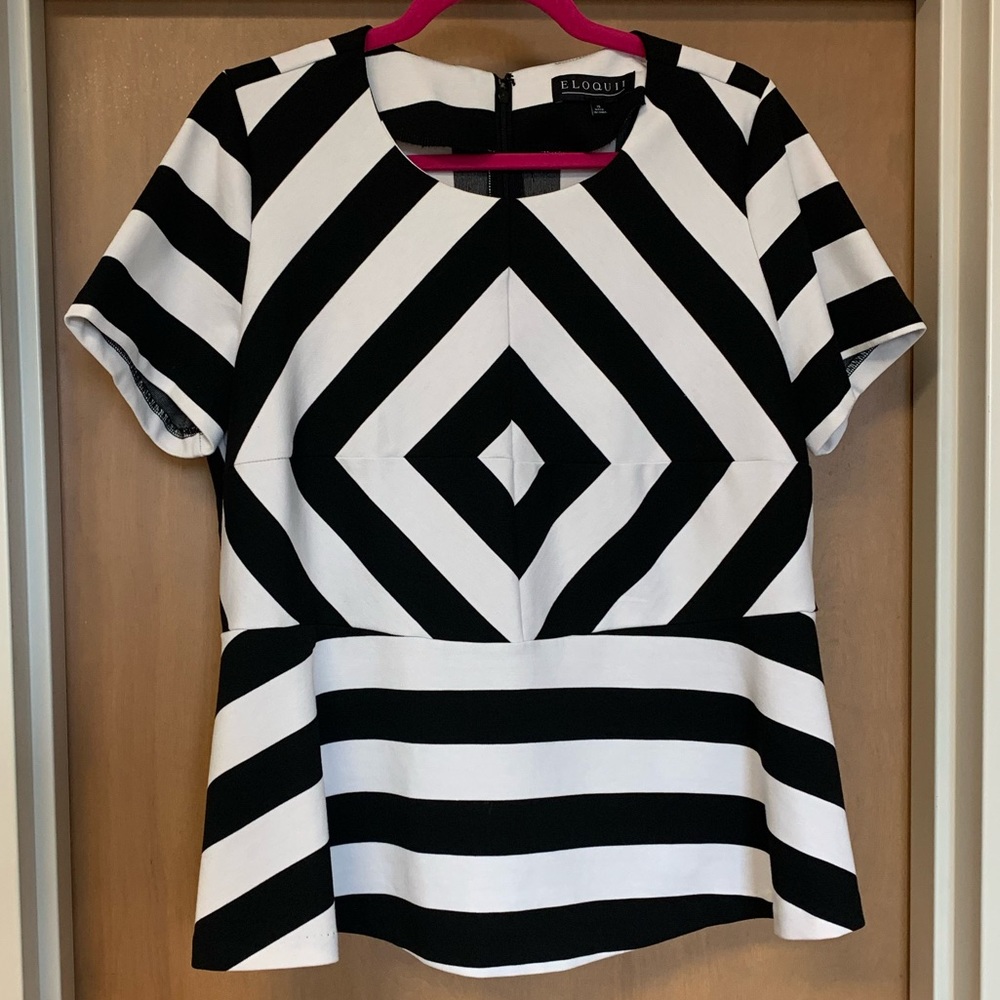 Black and White Peplum Top